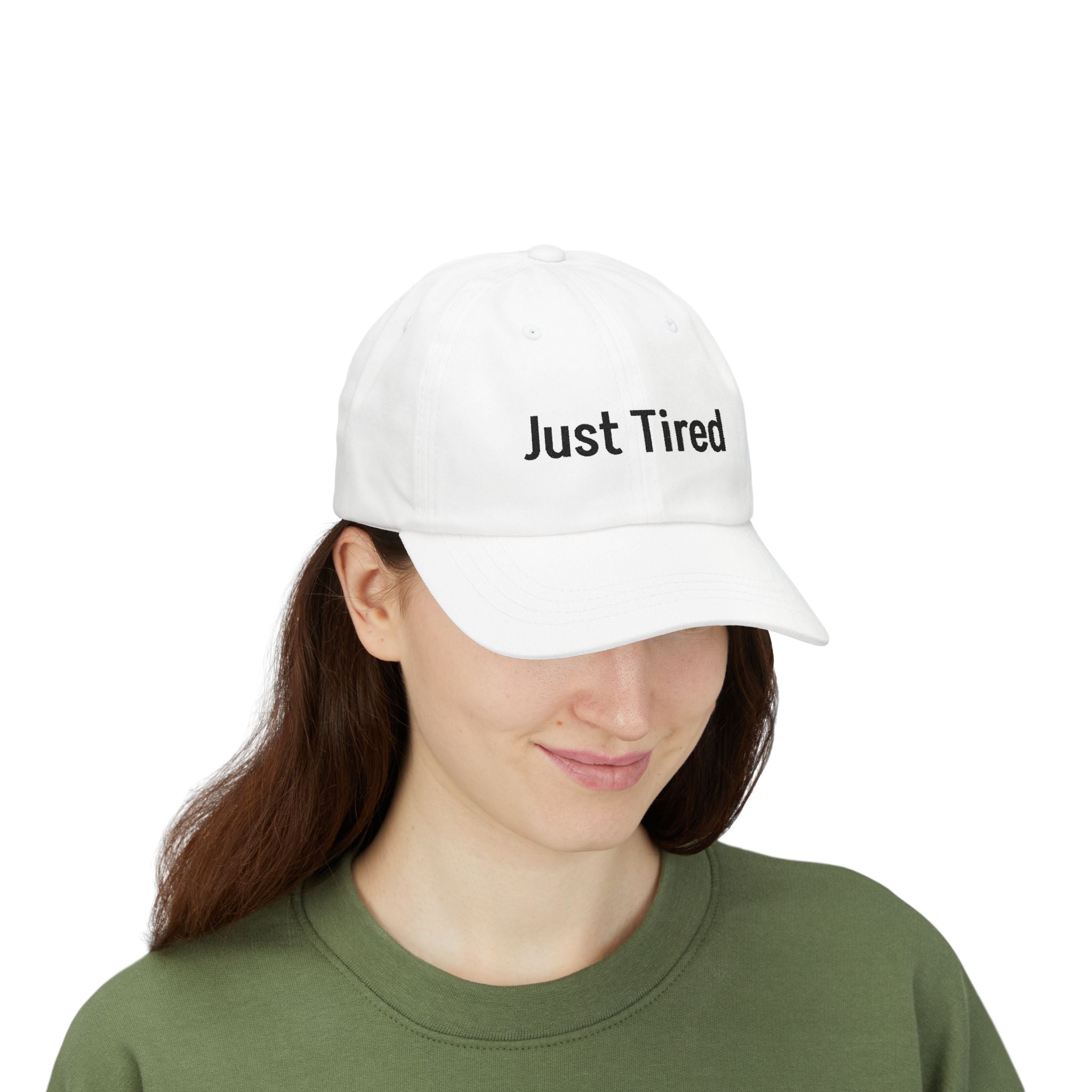 Just Tired Cap — Minimal Embroidered Casual Baseball Hat for Everyday Wear