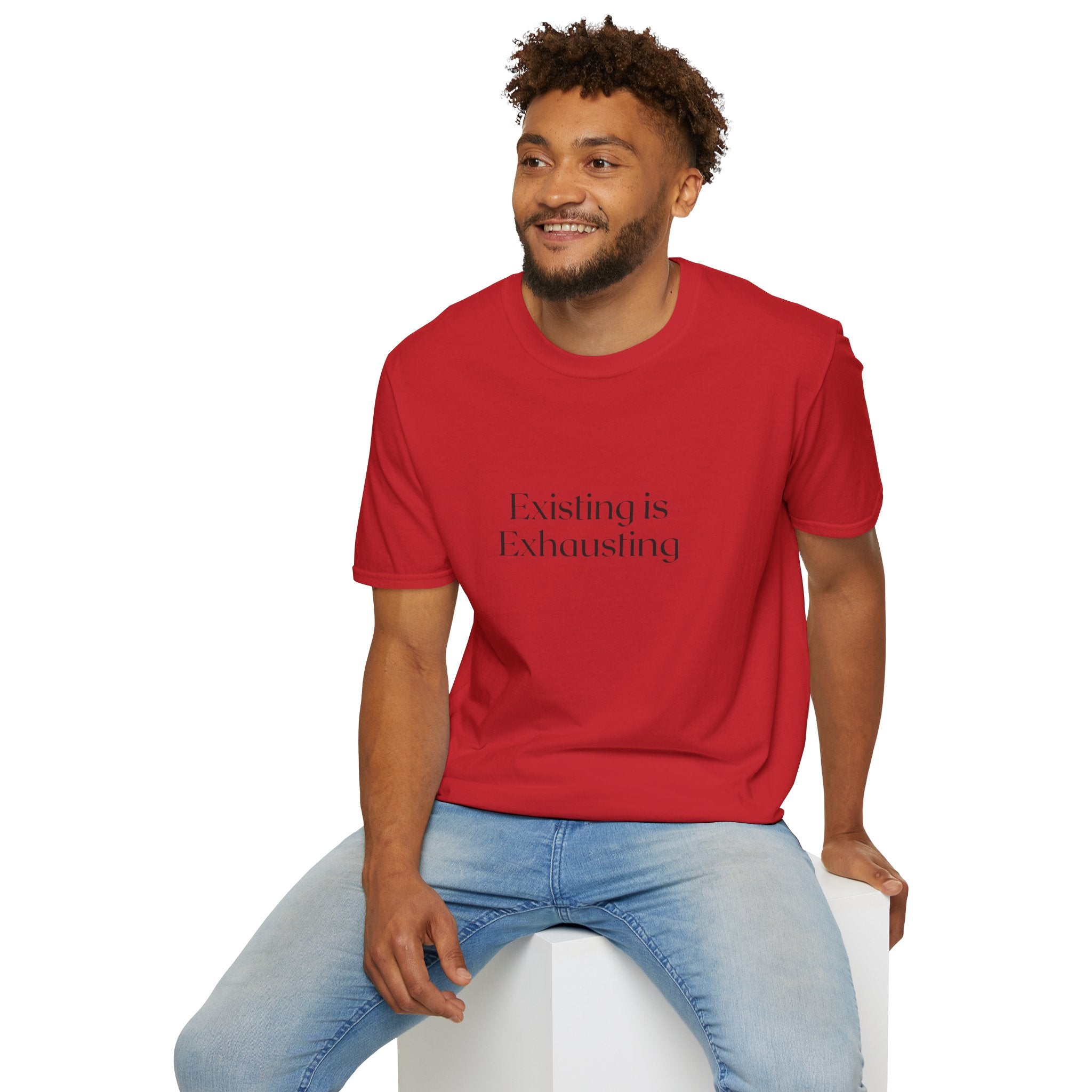 Existing Is Exhausting T‑Shirt — Minimalist Mental Health Tee