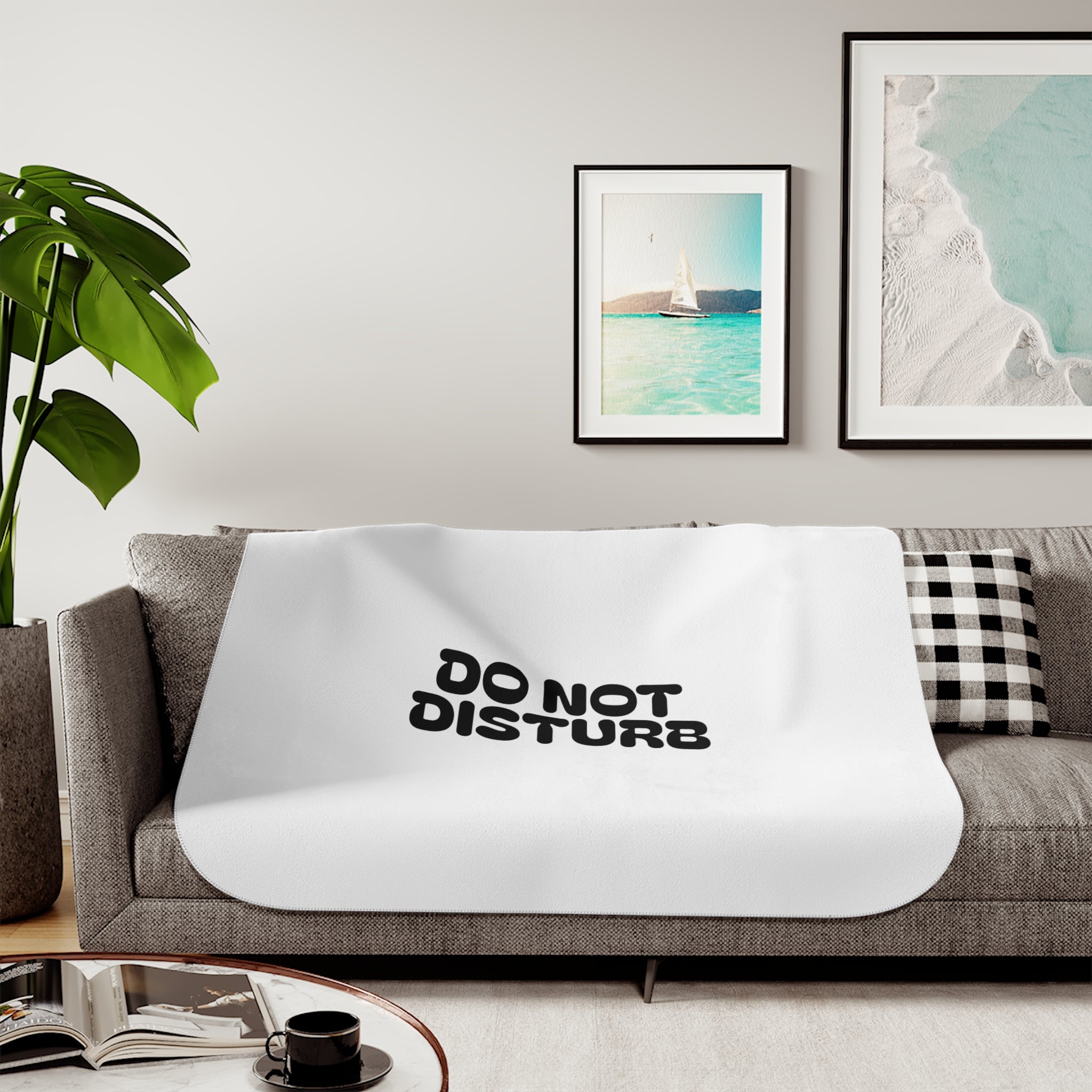 Do Not Disturb Sherpa Blanket — Cozy Two-Tone Throw for Relaxing & Naptime