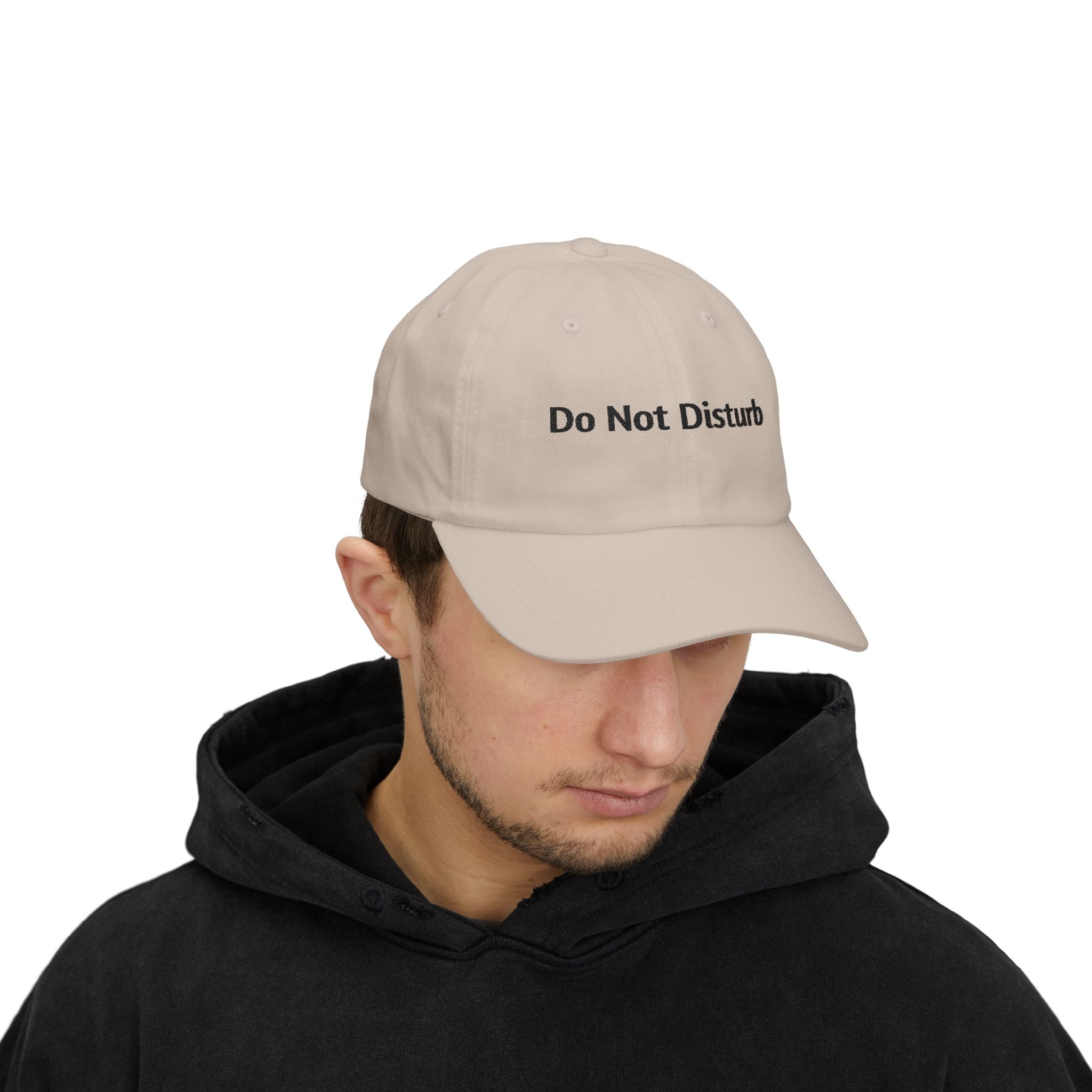Do Not Disturb Dad Cap — Embroidered White Baseball Hat
