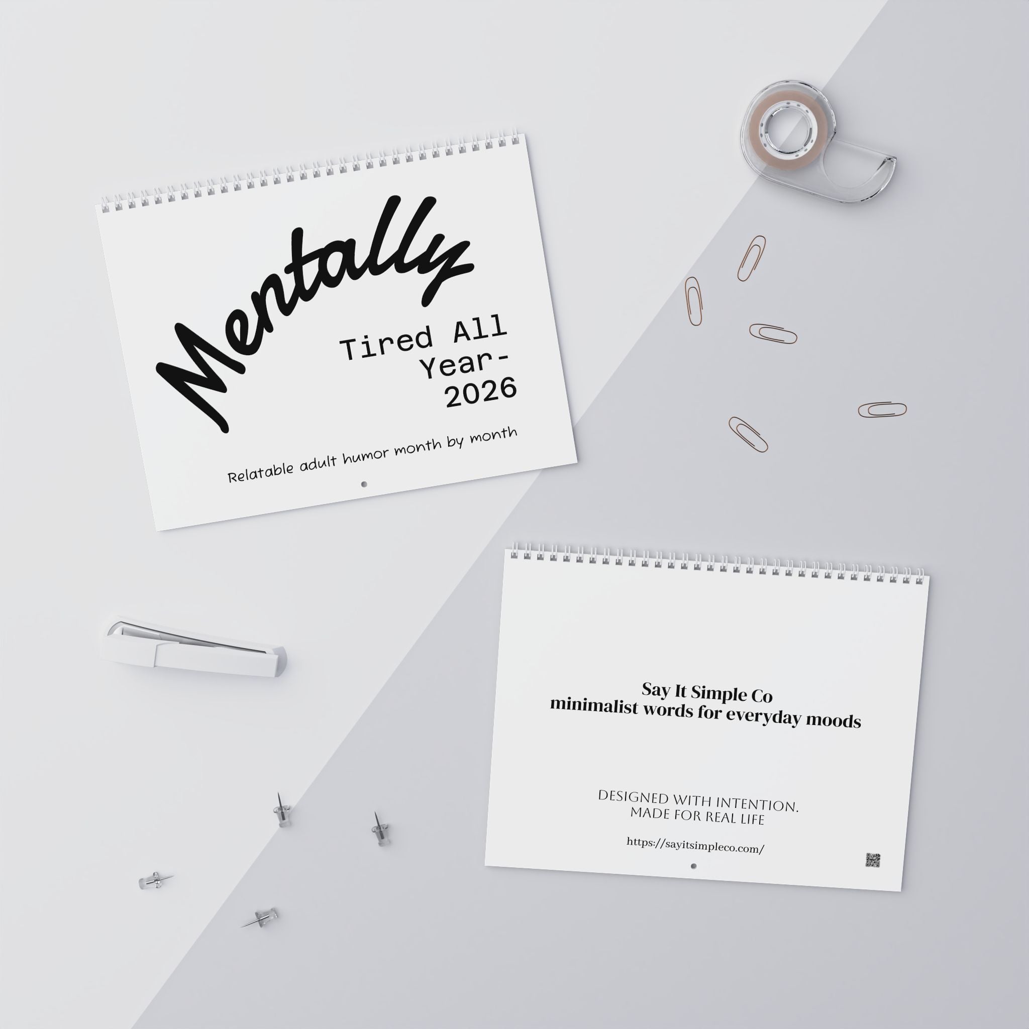 Wall Calendar — "January: New Year, Same Exhaustion" Minimalist Monthly Humor Calendar